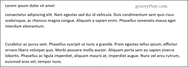 Texte sans mise en forme appliquée dans un document Microsoft Word