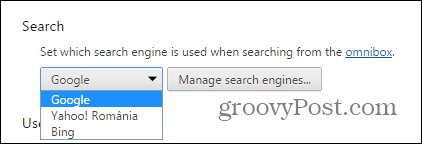 Fournisseur de recherche Chrome