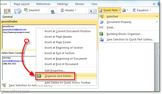 Guide pratique pour l'utilisation des pièces rapides de texte automatique dans Office 2010