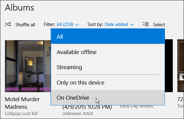 filtre OneDrive