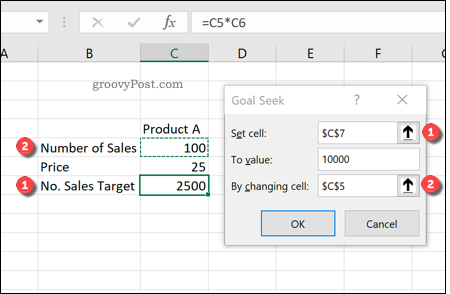 Utilisation de la recherche d'objectifs dans Excel