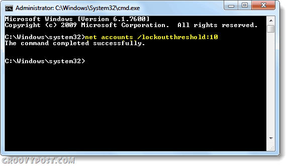 définir le seuil de verrouillage dans Windows 7
