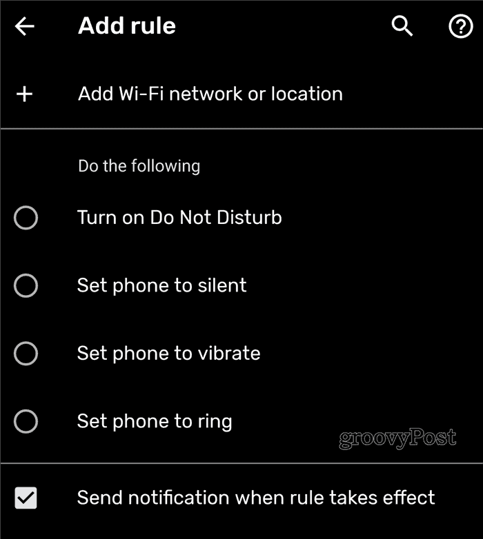 Règles Android Ajouter une règle