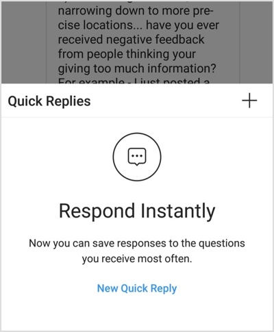 Appuyez sur Nouvelle réponse rapide ou sur l'icône + pour configurer votre première réponse.