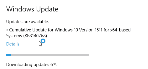 Mise à jour cumulative Windows 10 KB3140768