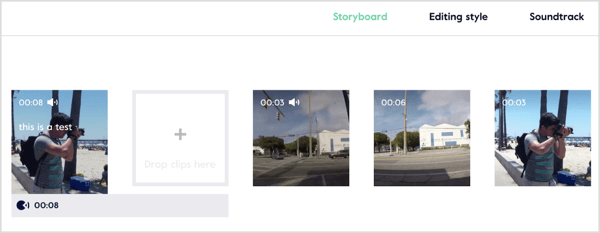 Modifiez, découpez et réorganisez les clips et prévisualisez votre vidéo dans l'éditeur de storyboard Magisto.