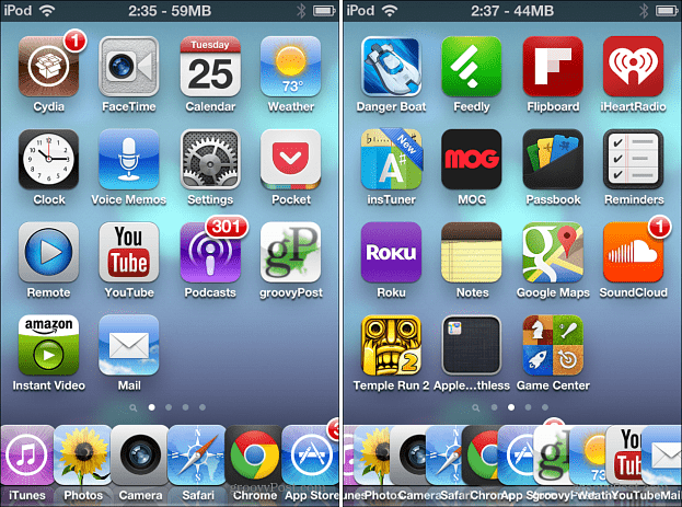 Six et 10 icônes sur iOS Dock