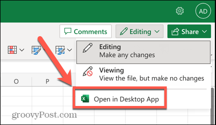 Excel ouvert dans l'option d'application de bureau