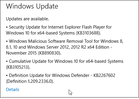 Mise à jour Windows 10 KB3105213