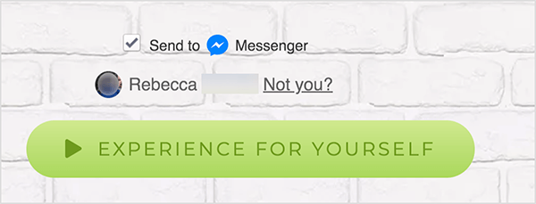 Sur une page Web connectée à Facebook Messenger, une case à cocher Envoyer vers apparaît à côté d