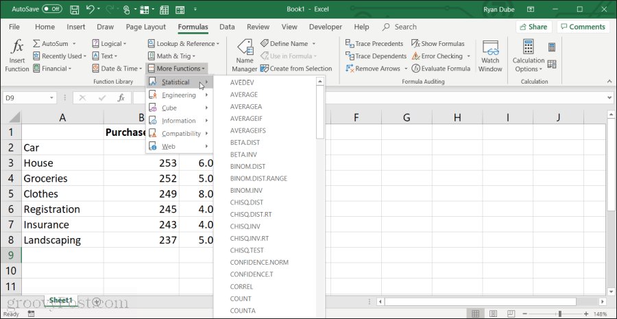 Sélection de la moyenne dans Excel