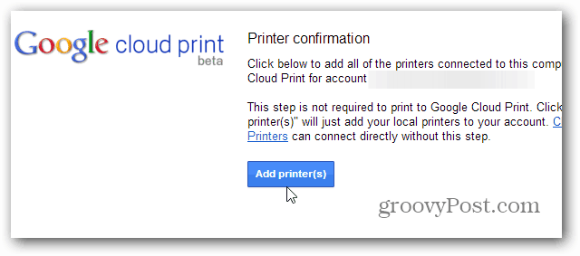 Ajouter PRinters Cloud Print