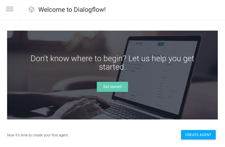 Option Créer un agent dans Dialogflow