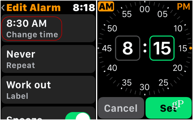 Changer d'alarme sur Apple Watch