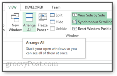 organiser les fenêtres en mosaïque verticalement en cascade dans Excel 2013