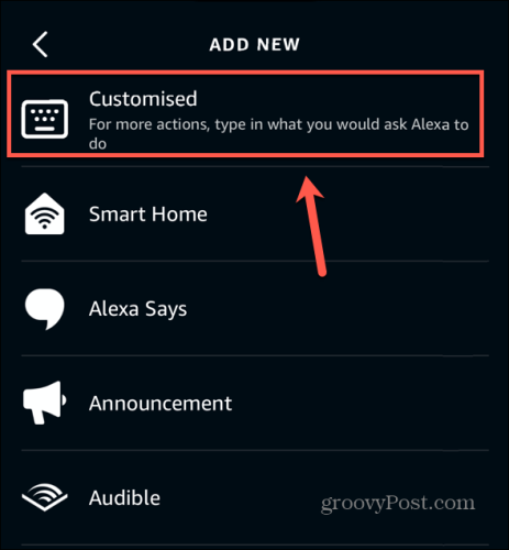 application Alexa personnalisée