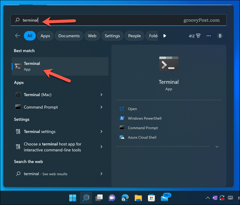 Ouvrez l'application de terminal Windows 11