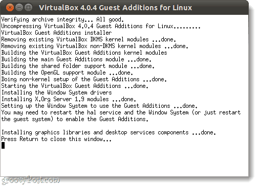 exécuter des ajouts d'invité virtualbox sous linux