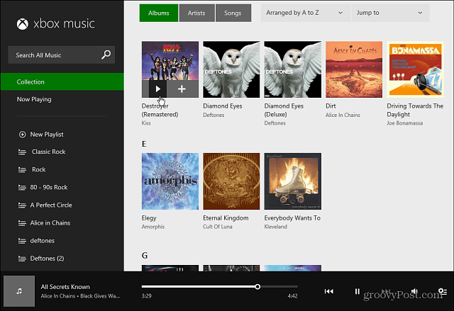 Interface Web Xbox Music
