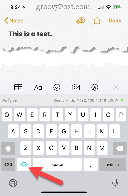 Clavier texte AirType sur iPhone