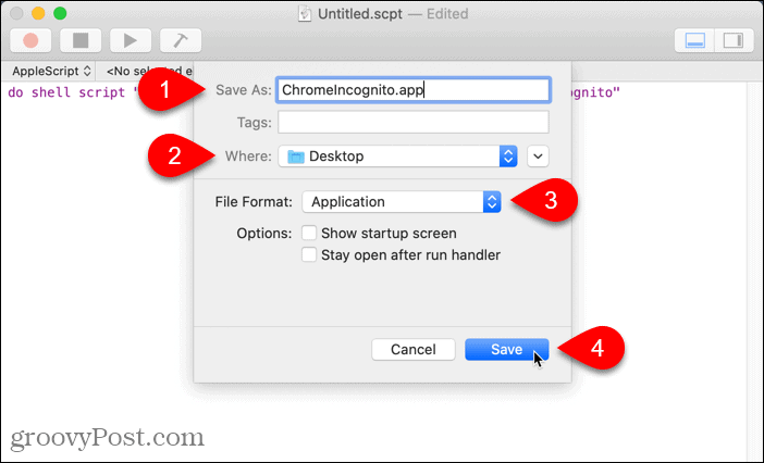 Enregistrer le script en tant qu'application sur Mac