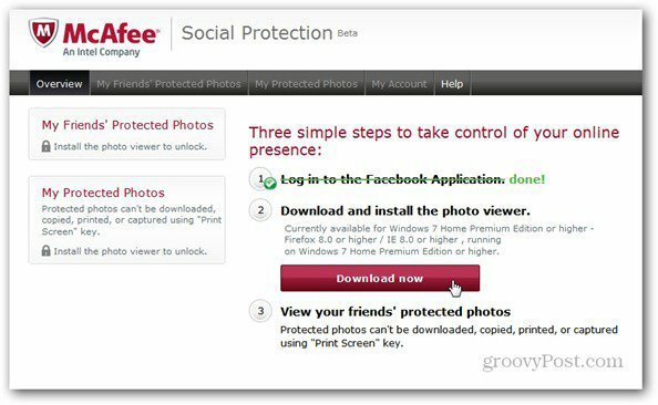 mcaffee protection sociale installer la visionneuse de photos