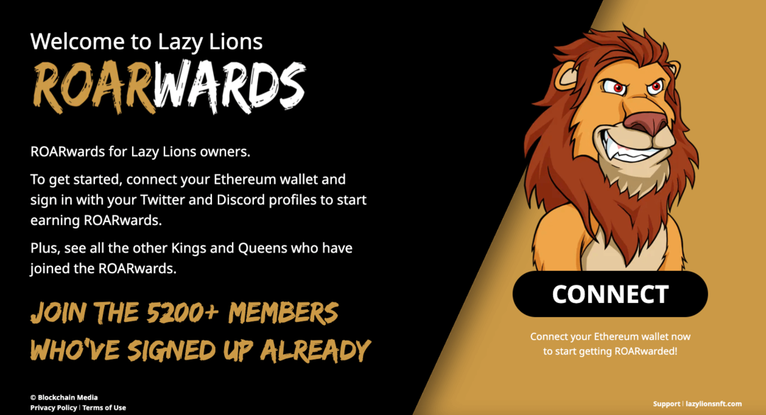 développement-communautaire-lazy-lions-profil-image-portefeuille-récompenses-exemple-2