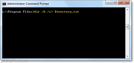 utilisez dir / b / s> directory.txt pour sortir une requête dir dans un fichier texte