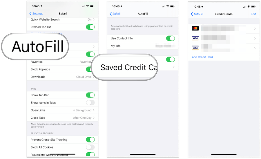 Carte de crédit iOS