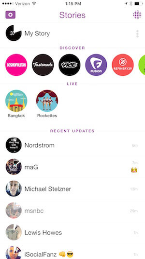 histoires de Snapchat par des amis