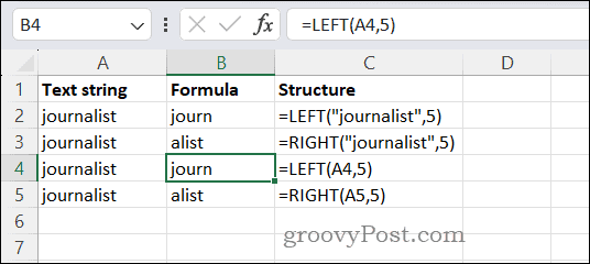 Utilisation des fonctions GAUCHE et DROITE dans Excel