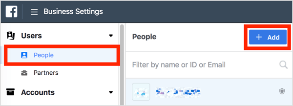 Dans Paramètres d'entreprise, cliquez sur Personnes sous Utilisateurs et cliquez sur le bouton Ajouter.
