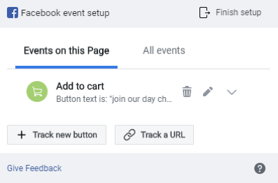 Utilisez l'outil de configuration des événements Facebook, étape 8, prévisualisez le suivi de vos événements dans la fenêtre de configuration des événements Facebook