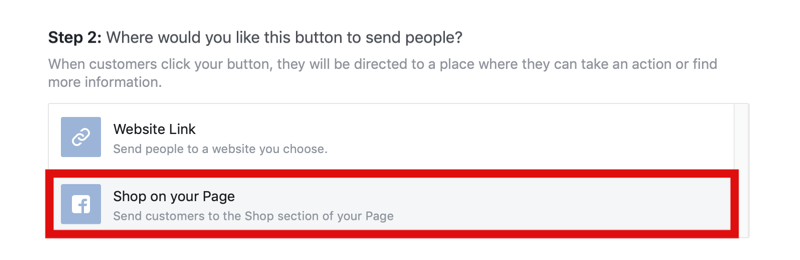 étape 2 de la façon d'ajouter le bouton Acheter maintenant à la page Facebook pour Instagram Shopping