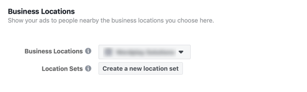 Possibilité de créer un nouvel emplacement pour votre annonce commerciale Facebook.