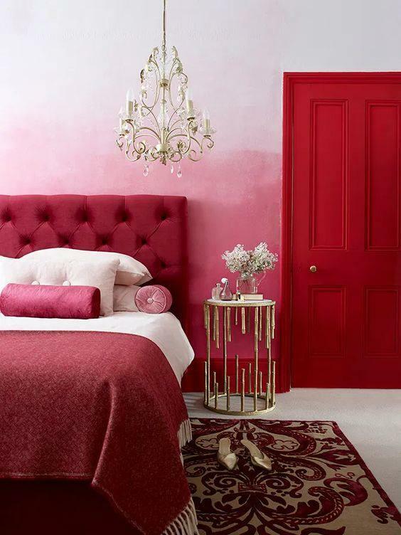 Déco chambre rouge et rose
