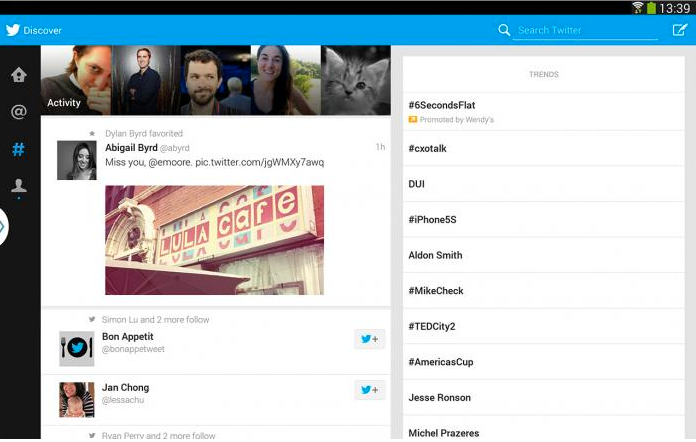 twitter pour tablette android