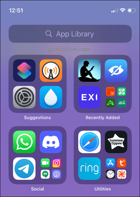 bibliothèque d'applications iphone
