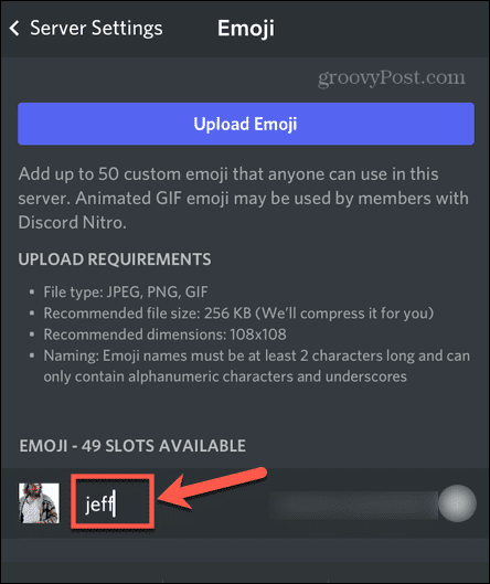 discord mobile renommer emoji