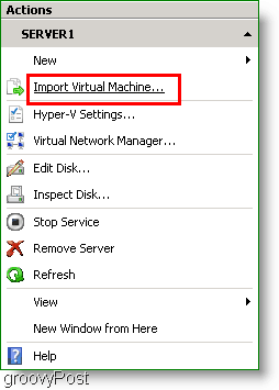 Hyper-V Manager Importer une machine virtuelle