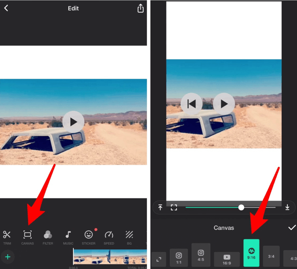 Déplacez le curseur pour effectuer un zoom avant ou arrière sur votre vidéo dans l'application InShot.