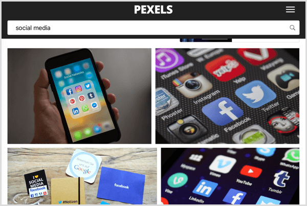 Recherche par mot-clé Pexels pour une banque d'images