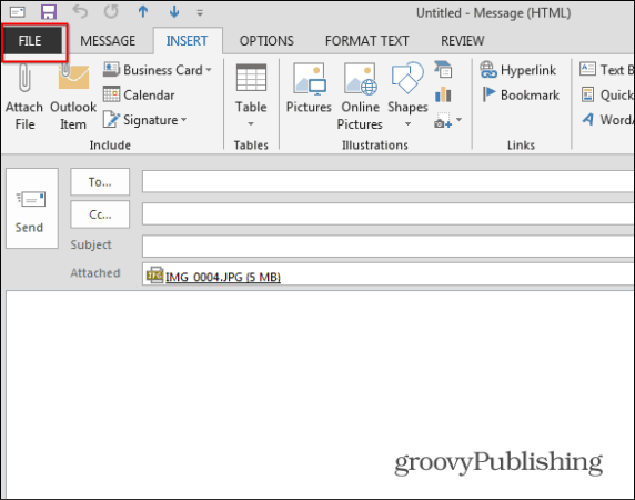 Outlook 2013 redimensionner un fichier d'images volumineuses