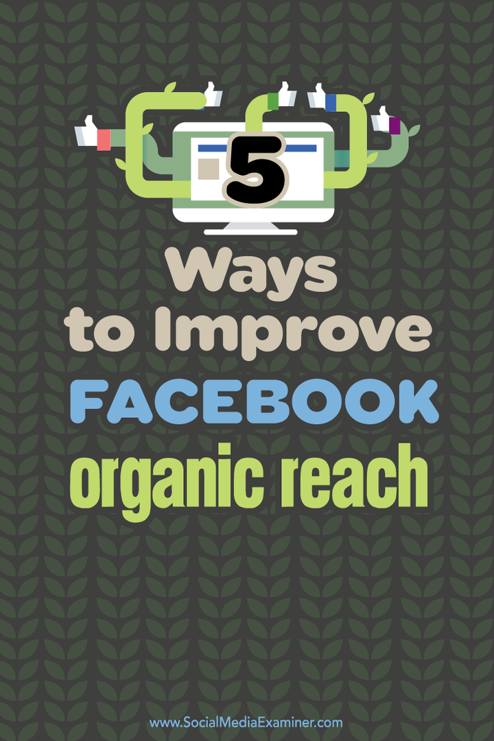 cinq façons d'améliorer la portée organique de Facebook