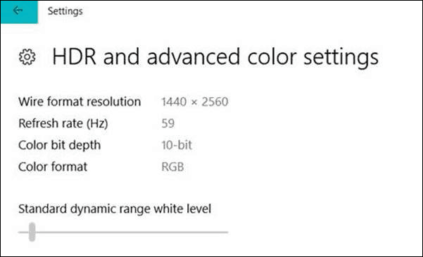 Paramètres de couleur HDR