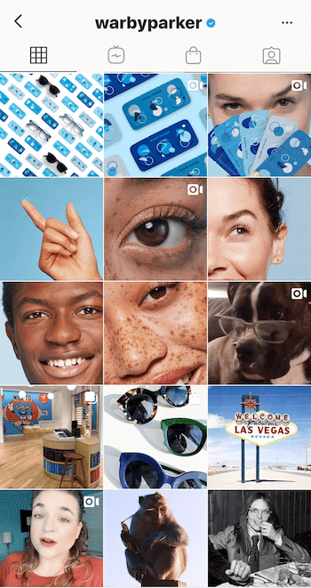 Profil d'entreprise Instagram de Warby Parker
