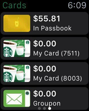 Carte Starbucks - Apple Watch