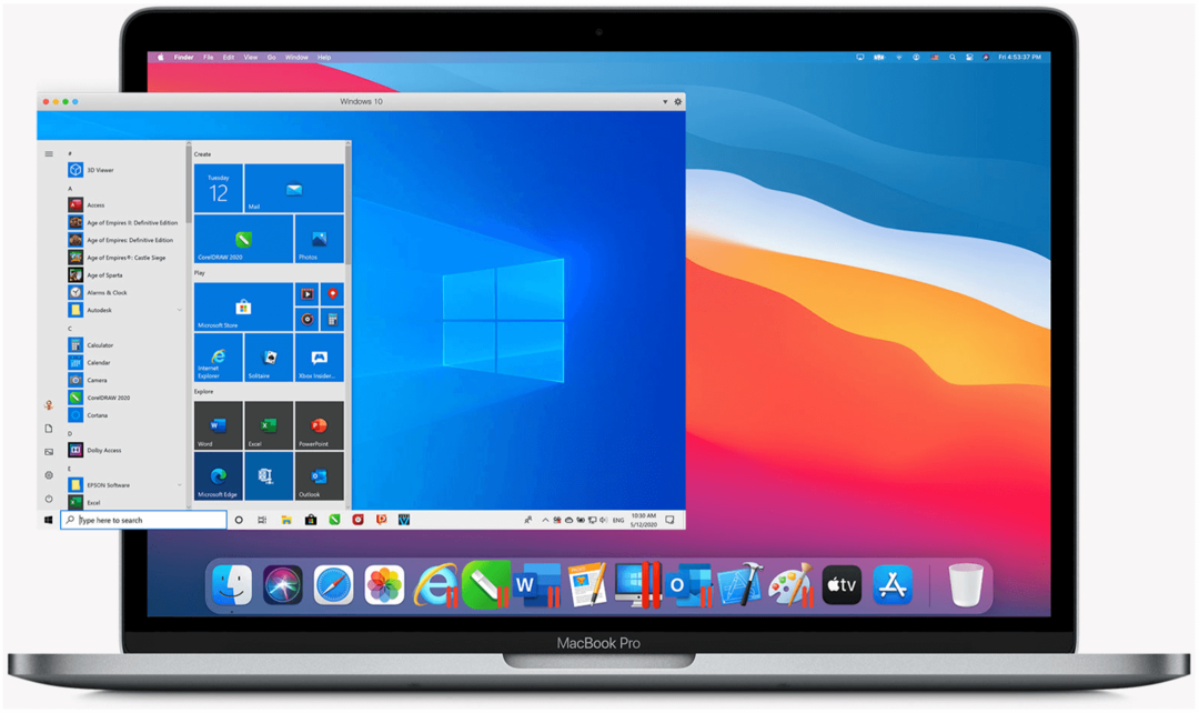 Windows 10 sur Mac M1 Parallels Desktop 16 pour Mac